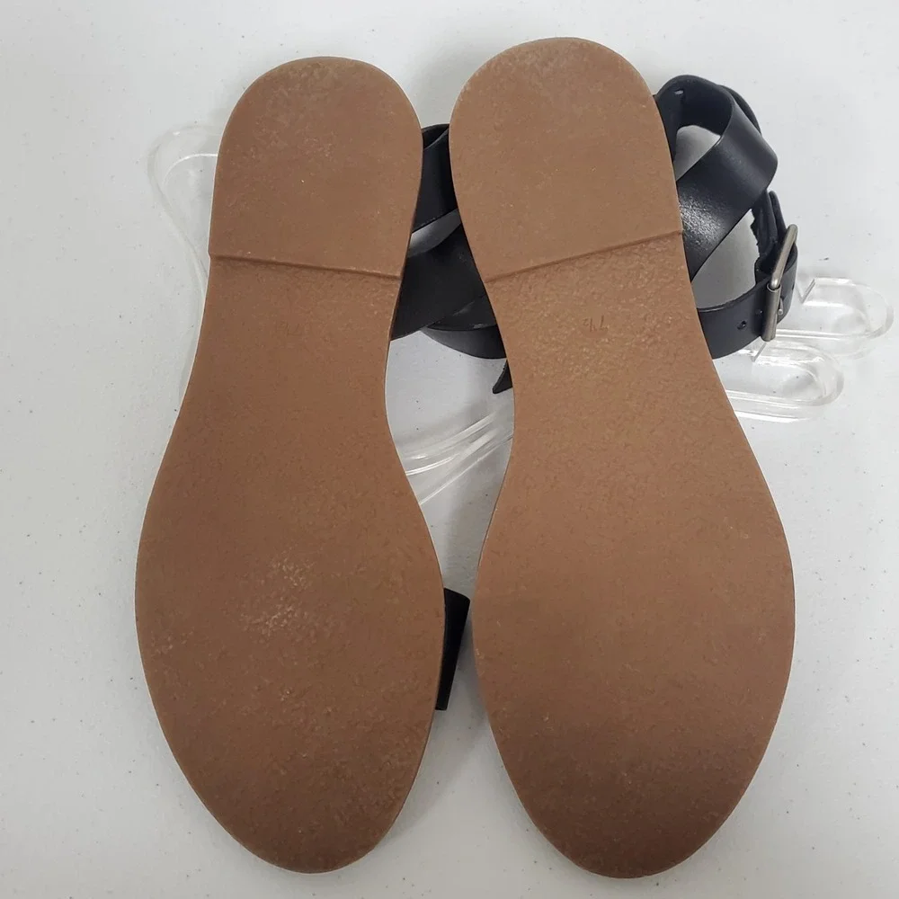 Madewell Womens Boardwalk Leather Strappy Sandals‎ Size 7.5 Black Buckle Summer